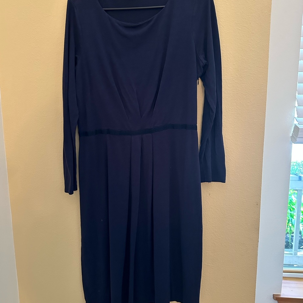 Boden Women's Libby Ponte Pleated 3/4 Sleeve Dress Periwinkle Size US 14R